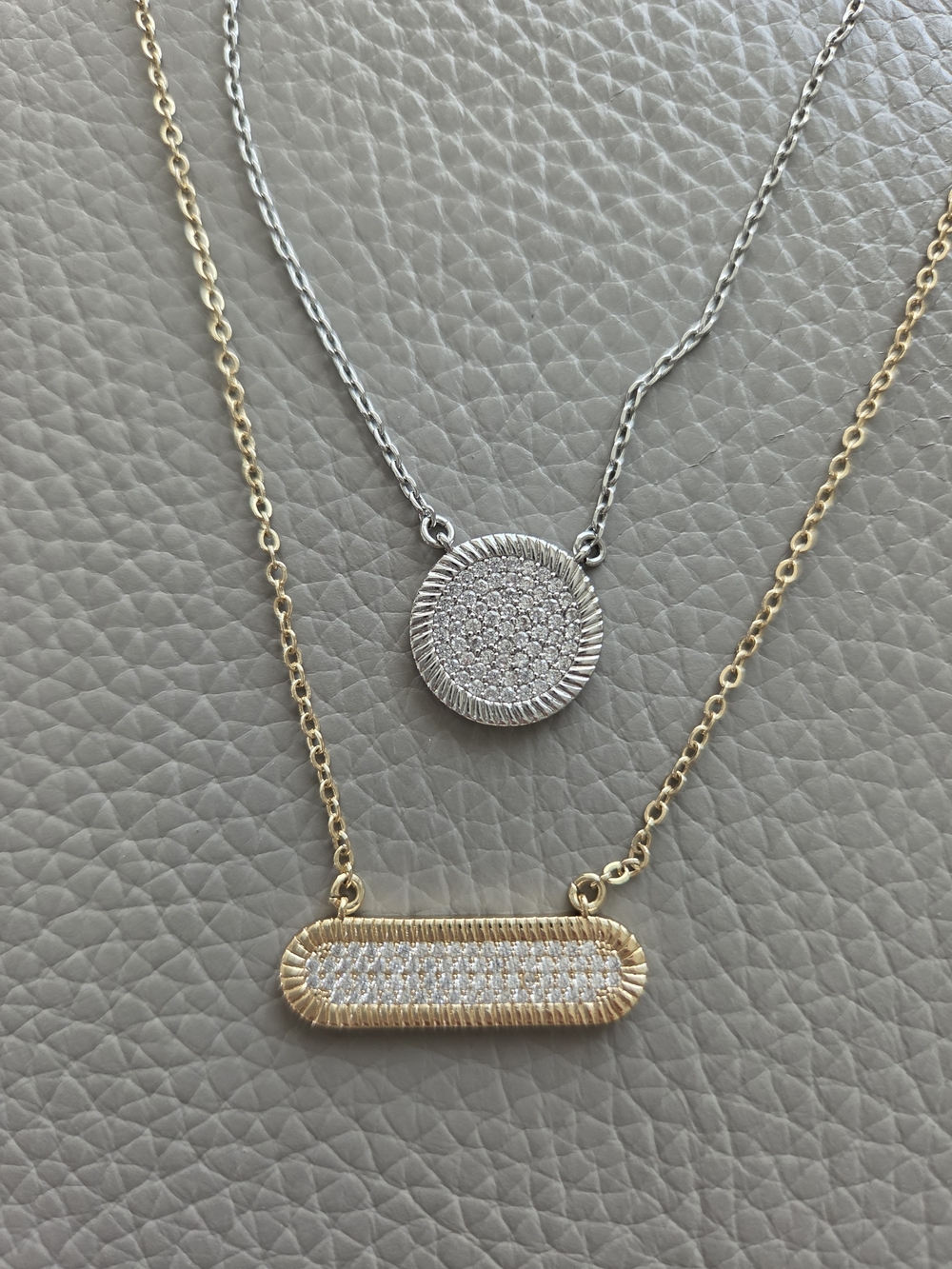 White House Black Market Two-Tone Pave Layered Necklace Set